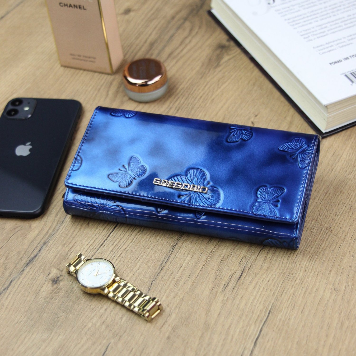 Luxusní dámská kožená peněženka Sandro, modrá