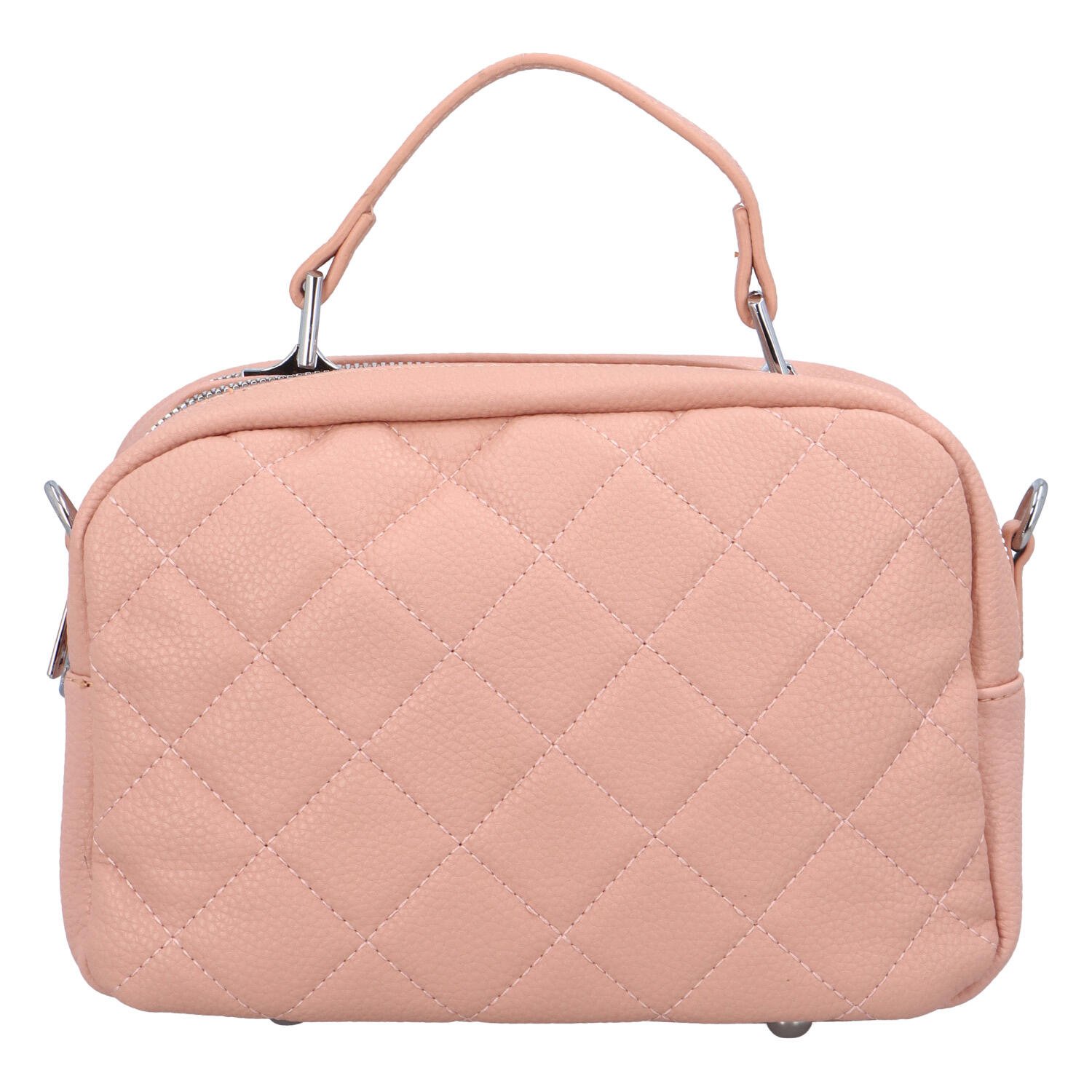 Módní dámská kufříková kabelka s prošíváním Nabass,  růžová.