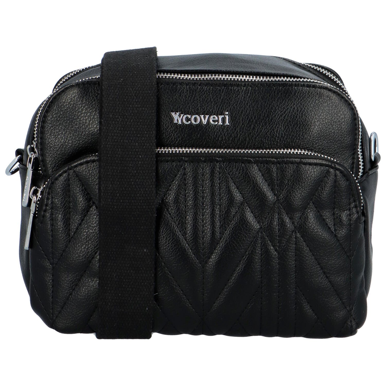 Menší dámská koženková crossbody s ozdobným prošitím Tnova, černá