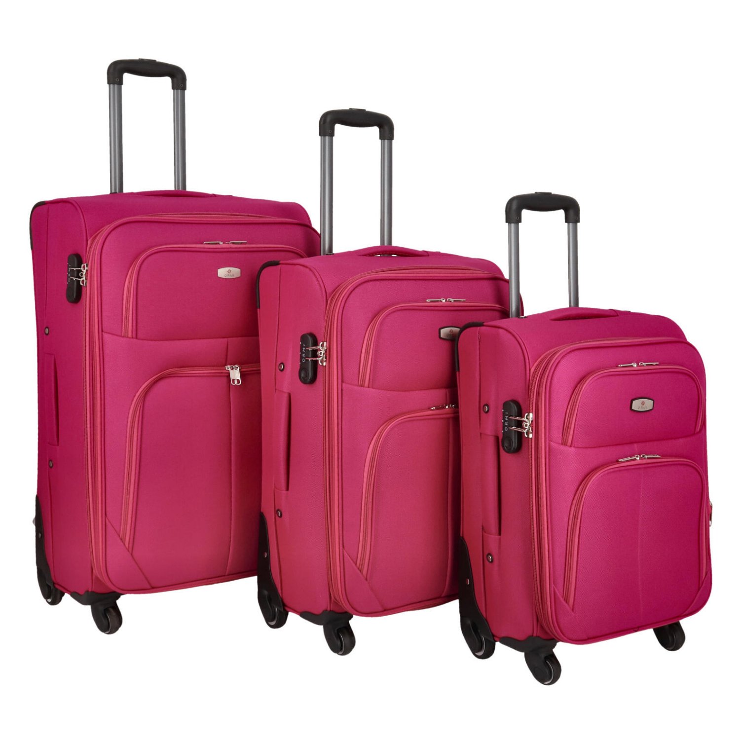 Látkový kufr Orlin SADA, červeno-růžový