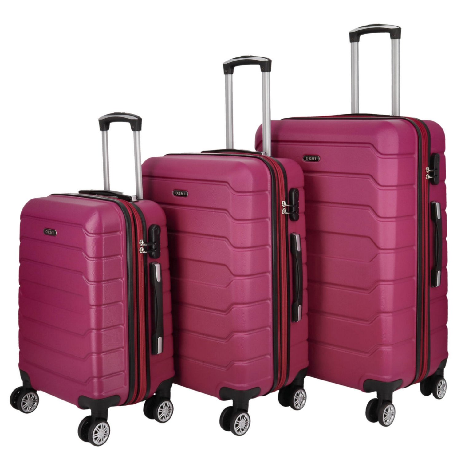 Cestovní plastový kufr Ormi Piotr SADA, růžovo-červený