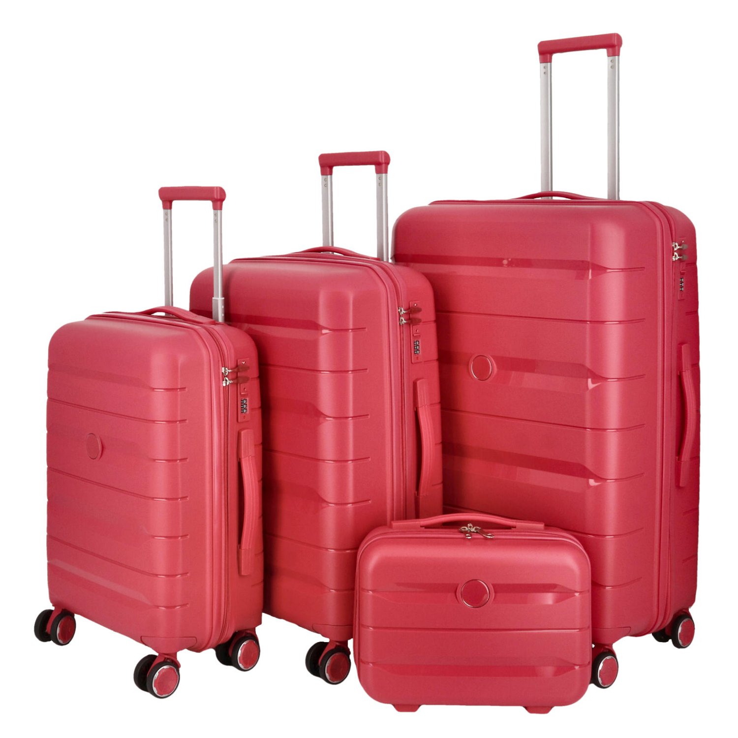 Cestovní plastový kufr Hesol SADA, růžovo-červená
