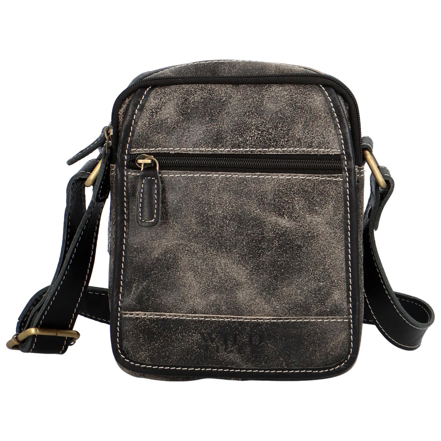 Trendy pánská kožená crossbody taška Wild Kaleb, černá